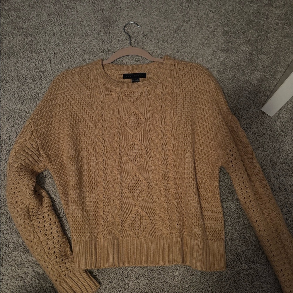 Sanctuary Cable Knit Sweater in Tan